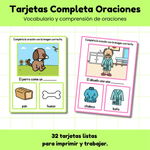 Tarjetas Completa Oraciones